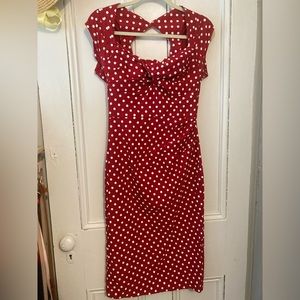 Stop Staring red and white polka dot dress